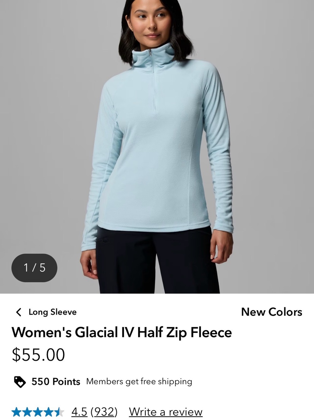 Women's Glacial IV Half Zip Fleece - Light Blue